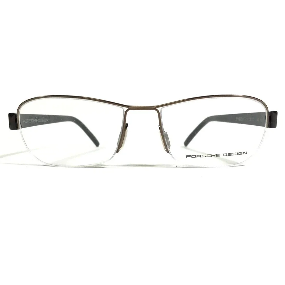 Porsche Design Eyeglasses Frames P8211 A Brown Rectangular Half Rim 52-17-140